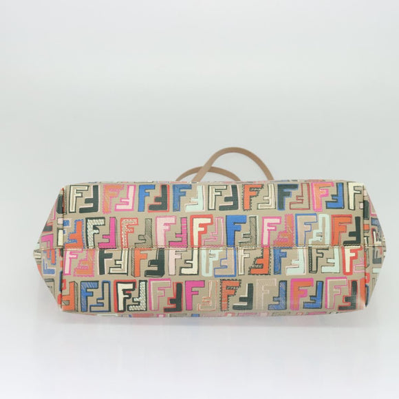 FENDI Zucca Canvas Tote Bag PVC Multicolor Gold Auth 132953V