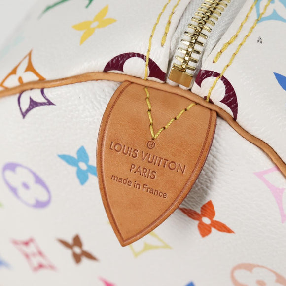 LOUIS VUITTON Monogram Multicolor Speedy 30 Bag White Bron M92643 Auth 132956V