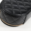 CHANEL Matelasse Pouch Lamb Skin Black Gold CC Auth 132970M-15