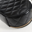 CHANEL Matelasse Pouch Lamb Skin Black Gold CC Auth 132970M-16
