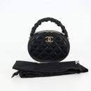 CHANEL Matelasse Pouch Lamb Skin Black Gold CC Auth 132970M-12