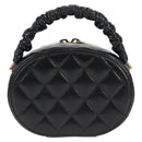 CHANEL Matelasse Pouch Lamb Skin Black Gold CC Auth 132970M-2