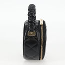 CHANEL Matelasse Pouch Lamb Skin Black Gold CC Auth 132970M-4