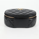 CHANEL Matelasse Pouch Lamb Skin Black Gold CC Auth 132970M-5