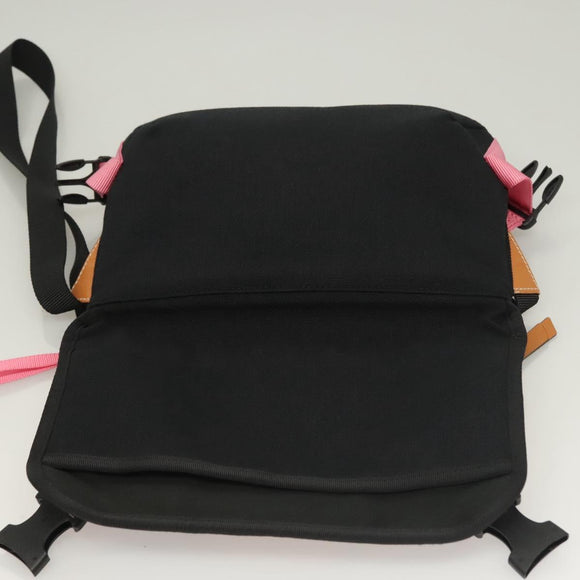 LOEWE Anagram Small Messenger Shoulder Bag Wool Black Silver Auth 132972M