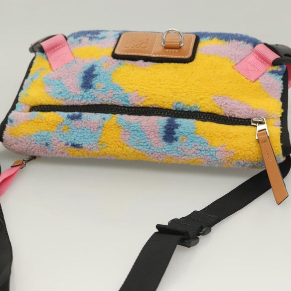 LOEWE Anagram Small Messenger Shoulder Bag Wool Black Silver Auth 132972SAM