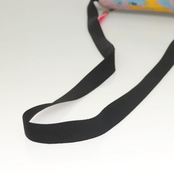 LOEWE Anagram Small Messenger Shoulder Bag Wool Black Silver Auth 132972M