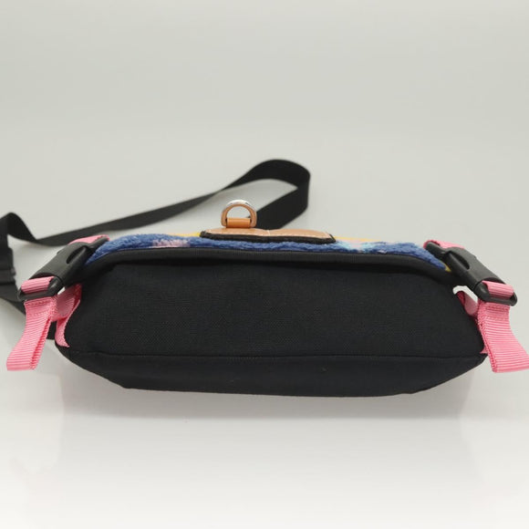 LOEWE Anagram Small Messenger Shoulder Bag Wool Black Silver Auth 132972SAM