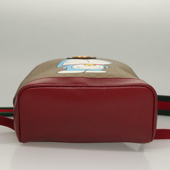 GUCCI Micro GG Supreme Doraemon Backpack PVC Beige Gold 647816 Auth 132976M