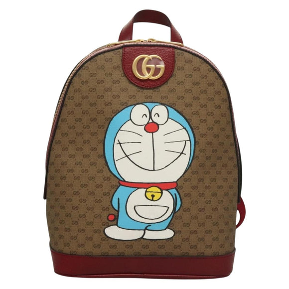 GUCCI Micro GG Supreme Doraemon Backpack PVC Beige Gold 647816 Auth 132976M