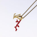 LOUIS VUITTON LVprinted Initials Coral Necklace Metal Gold M68903 Auth 132987M-9
