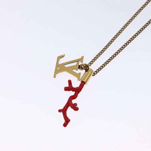 LOUIS VUITTON LVprinted Initials Coral Necklace Metal Gold M68903 Auth 132987M
