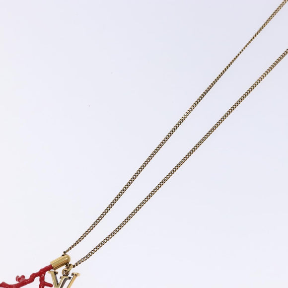 LOUIS VUITTON LVprinted Initials Coral Necklace Metal Gold M68903 Auth 132987M