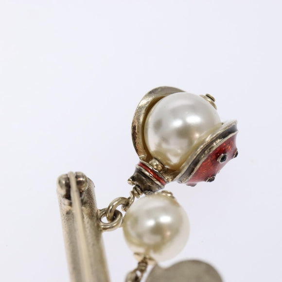 CHANEL Icon Ladybug Brooch Metal Gold Red CC Auth 132988V
