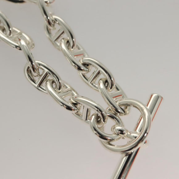 HERMES Chene Dunkle MM Bracelet Ag925 14 Links Silver Auth 132989M
