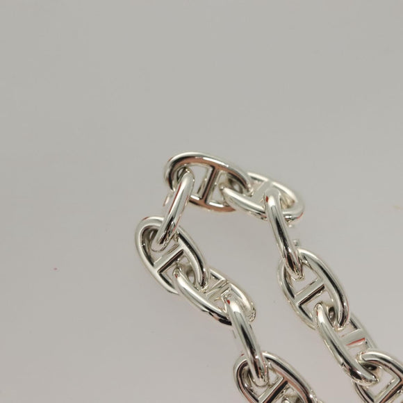HERMES Chene Dunkle MM Bracelet Ag925 14 Links Silver Auth 132989M