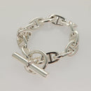 HERMES Chene Dunkle MM Bracelet Ag925 14 Links Silver Auth 132989M-5