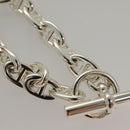 HERMES Chene Dunkle MM Bracelet Ag925 14 Links Silver Auth 132989M-7