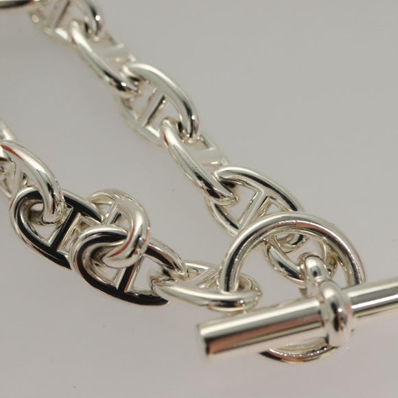 HERMES Chene Dunkle MM Bracelet Ag925 14 Links Silver Auth 132989M