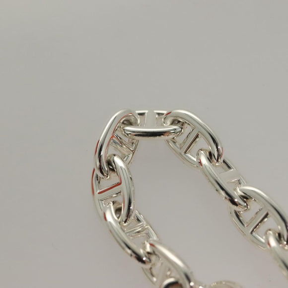 HERMES Chene Dunkle MM Bracelet Ag925 14 Links Silver Auth 132989M