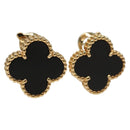 Van Cleef & Arpels Vintage Alhambra Onyx Pierce 18K Gold(750) Gold Auth 132990M-1