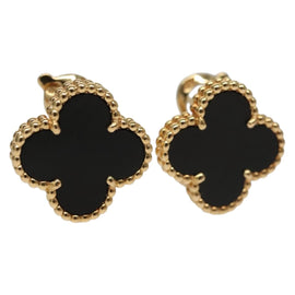 Van Cleef & Arpels Vintage Alhambra Onyx Pierce 18K Gold(750) Gold Auth 132990M