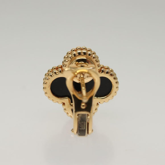 Van Cleef & Arpels Vintage Alhambra Onyx Pierce 18K Gold(750) Gold Auth 132990M