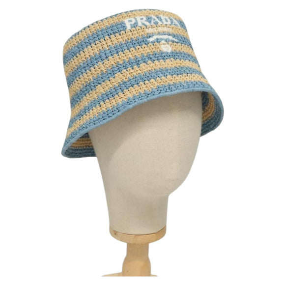 PRADA Bucket Hat Viscose Light Blue 1HC137 Auth 132994M