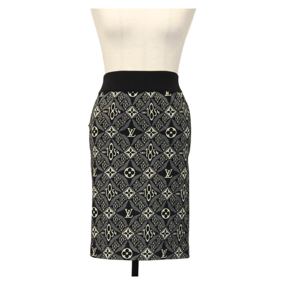 LOUIS VUITTON Monogram Jaguar Pre Owned skirt 1854 print Black LV Auth 132996M