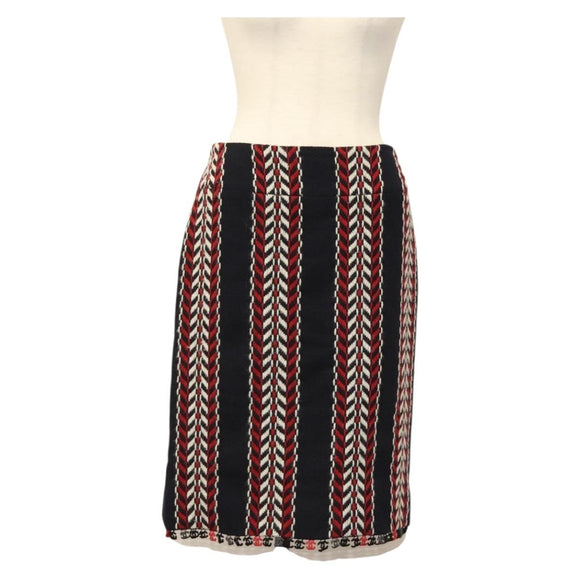 CHANEL Skirt Tweed Navy Red CC Auth 132997M