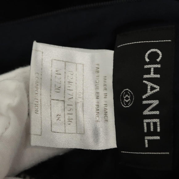 CHANEL Skirt Tweed Navy Red CC Auth 132997M