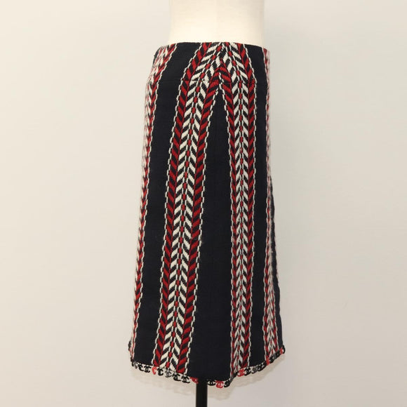 CHANEL Skirt Tweed Navy Red CC Auth 132997M