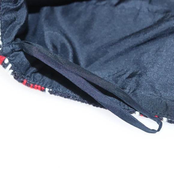 CHANEL Skirt Tweed Navy Red CC Auth 132997M