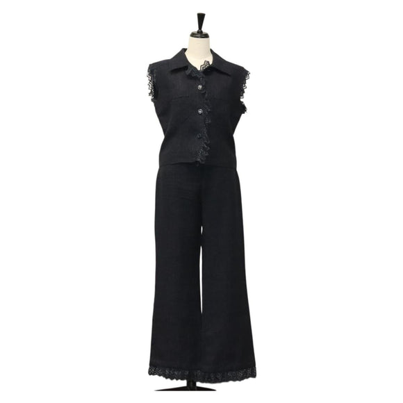 CHANEL Jacket & Pants Set Jacket Denim Blue CC Auth 132998M