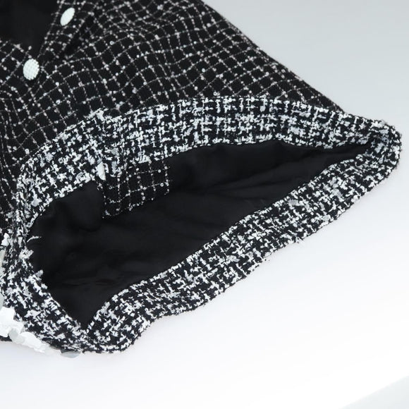 CHANEL One Piece Shirt Tweed Black CC Auth 132999M