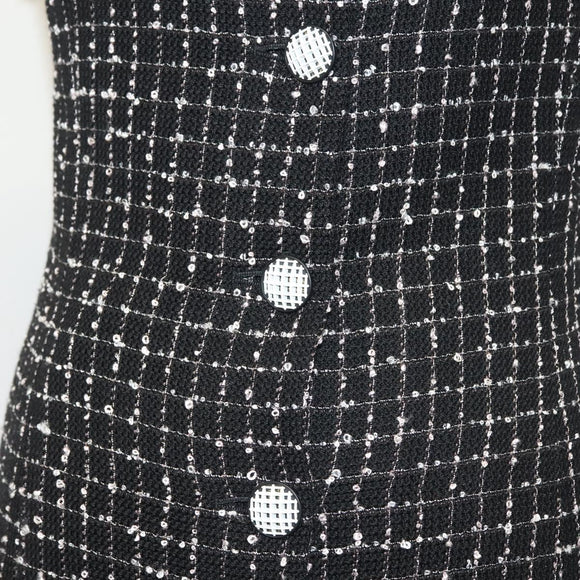 CHANEL One Piece Shirt Tweed Black CC Auth 132999M