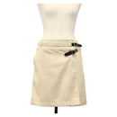 CHANEL Skirt Denim Leather Beige CC Auth 133000M-1