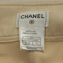 CHANEL Skirt Denim Leather Beige CC Auth 133000M-14