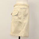 CHANEL Skirt Denim Leather Beige CC Auth 133000M-4