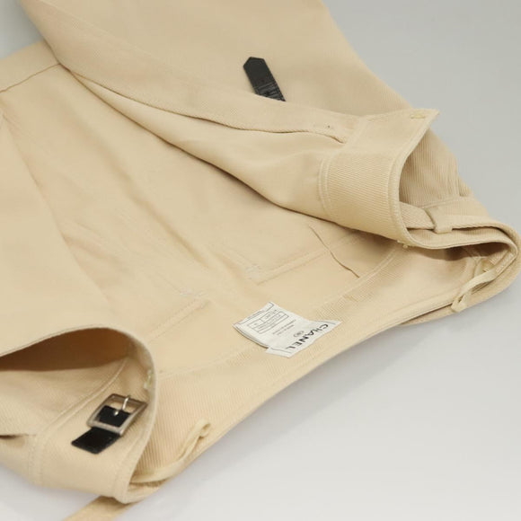 CHANEL Skirt Denim Leather Beige CC Auth 133000M