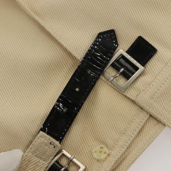CHANEL Skirt Denim Leather Beige CC Auth 133000M