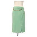 CELINE Skirt Wool Green CC Auth 133003M-1