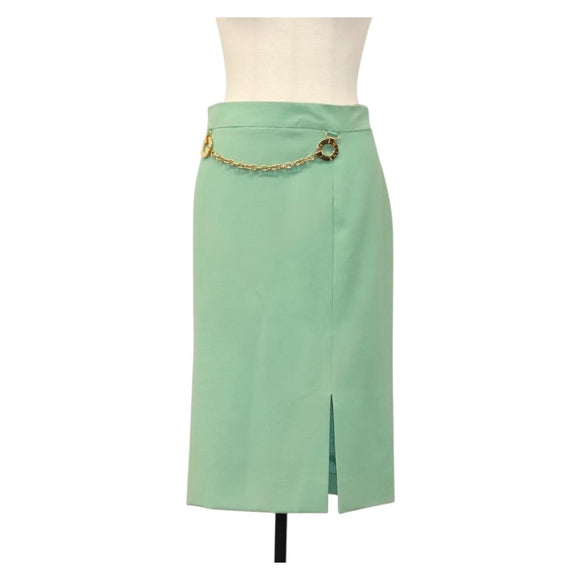 CELINE Skirt Wool Green CC Auth 133003M