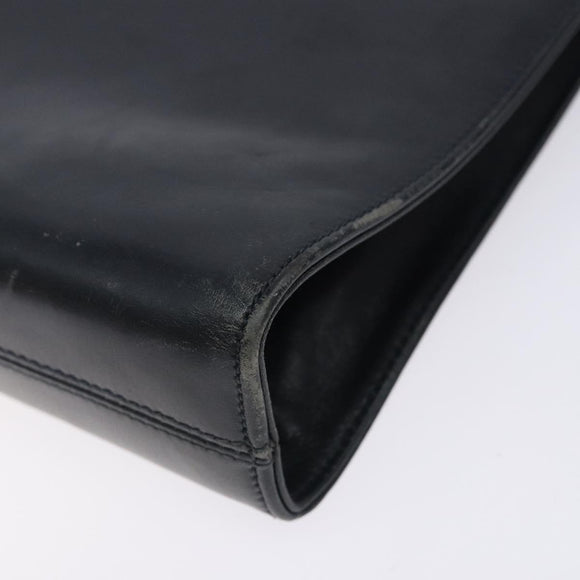 Salvatore Ferragamo Gancini Chain Shoulder Bag Leather Navy Gold Auth 133024