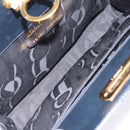 Salvatore Ferragamo Gancini Chain Shoulder Bag Leather Navy Gold Auth 133024-10