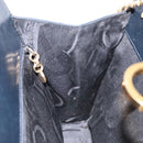 Salvatore Ferragamo Gancini Chain Shoulder Bag Leather Navy Gold Auth 133024-19