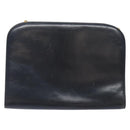 Salvatore Ferragamo Gancini Chain Shoulder Bag Leather Navy Gold Auth 133024-2