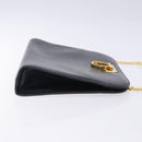 Salvatore Ferragamo Gancini Chain Shoulder Bag Leather Navy Gold Auth 133024-3