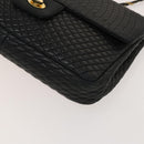 BALLY Chain Shoulder Bag Leather Black Gold Auth 133026-9