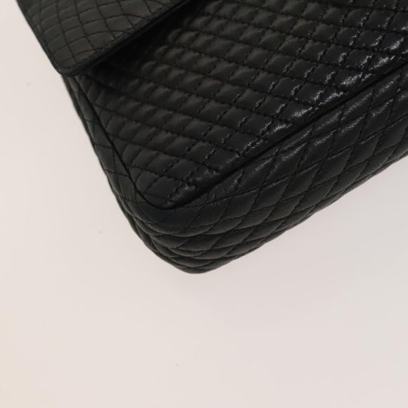 BALLY Chain Shoulder Bag Leather Black Gold Auth 133026